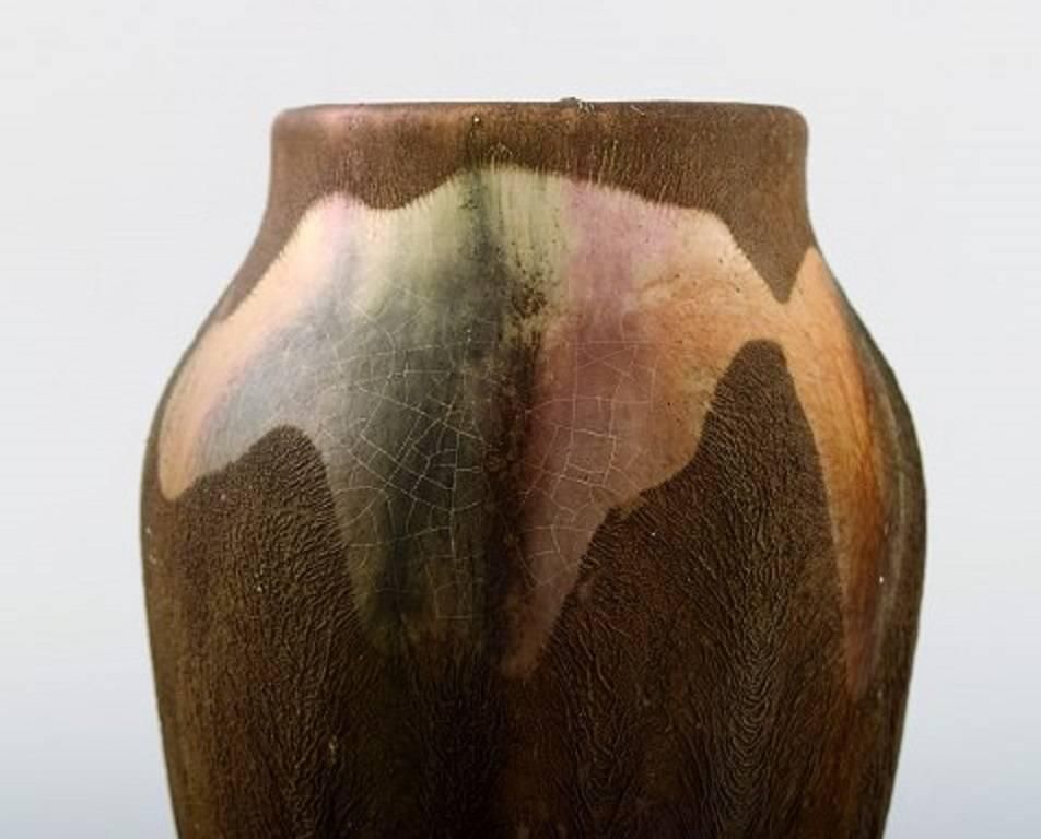 Søren Kongstrand & Jens Petersen Style, Ceramic Vase, Glaze In Brown Shades photo for sale