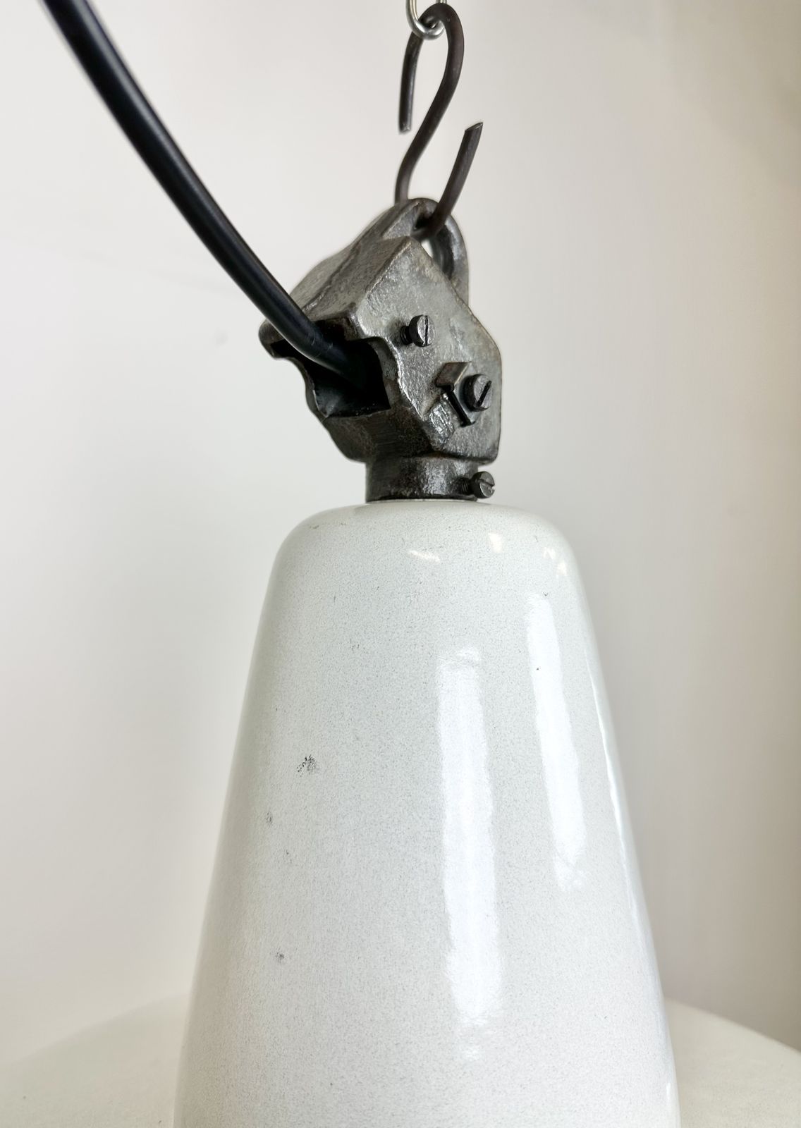 Large Industrial White Enamel Factory Pendant Lamp From Zaos, 1960s photo 239.0
