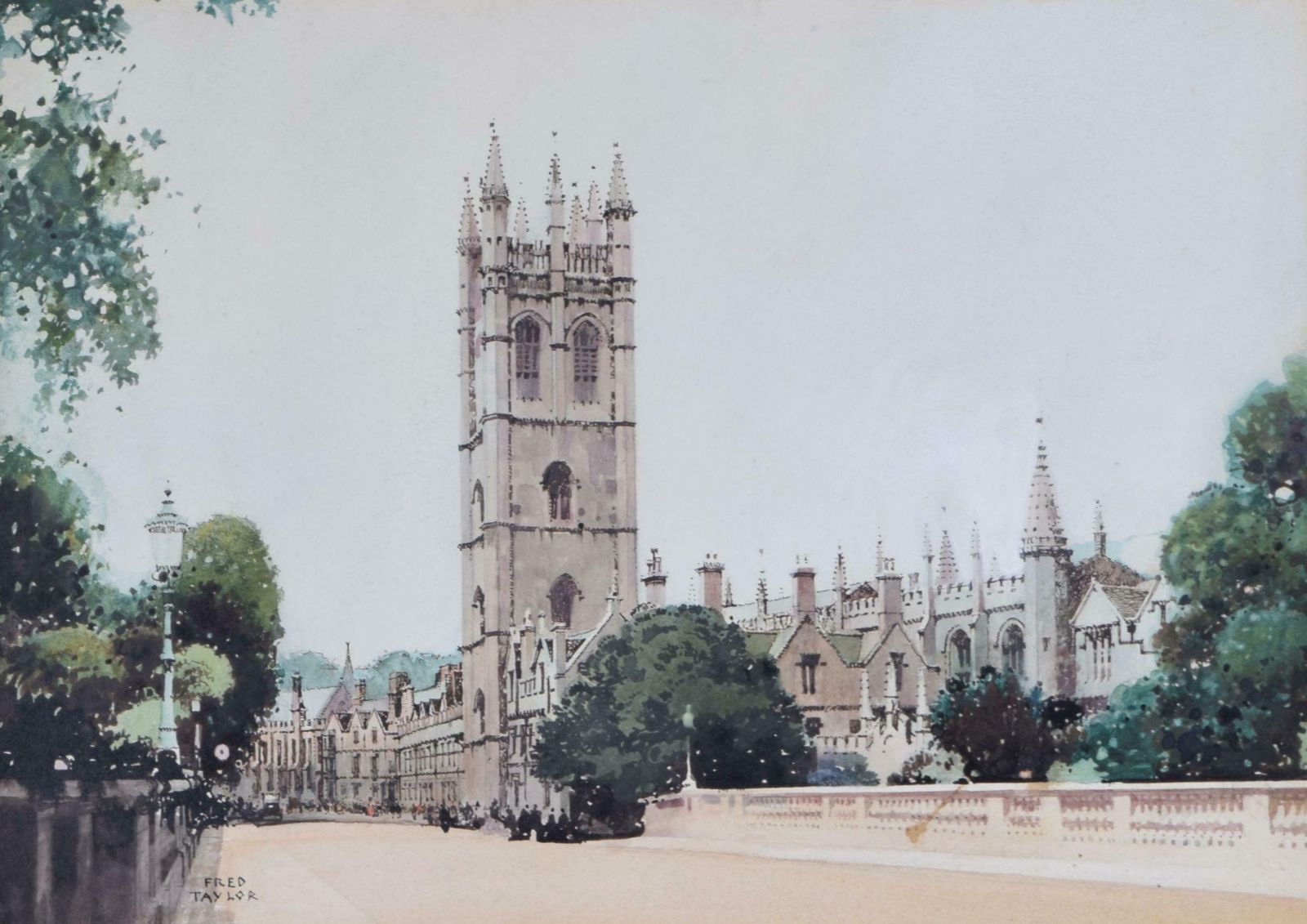 Magdalen Tower, Magdalen College, Oxford Watercolour By Fred Taylor photo 3250.0