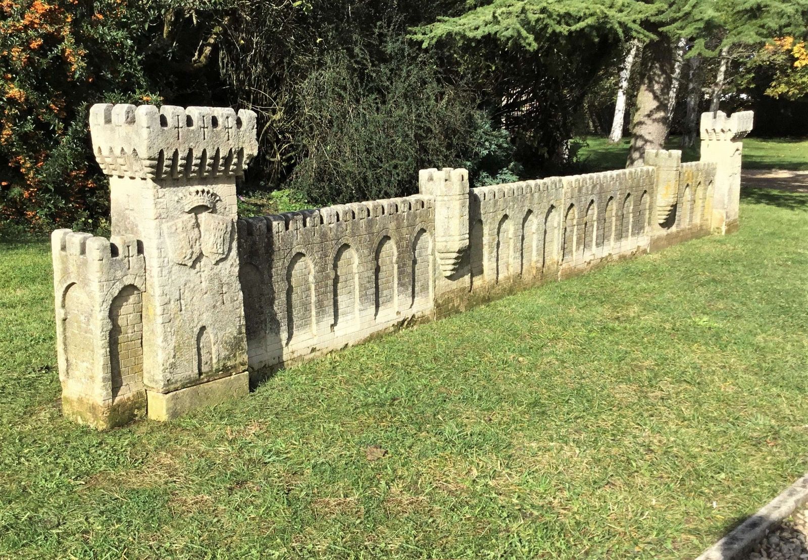 C18th Carved Stone 19ft Scale Replica Of A Castle / Chateau Wall photo 13750.0
