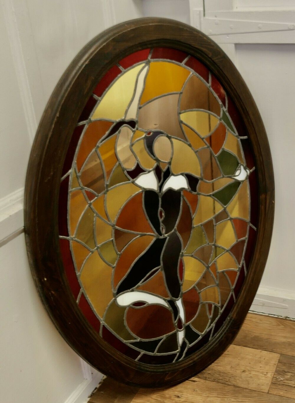 photo for sale Large French Art Deco Stained Glass Panel For A Window Or Door