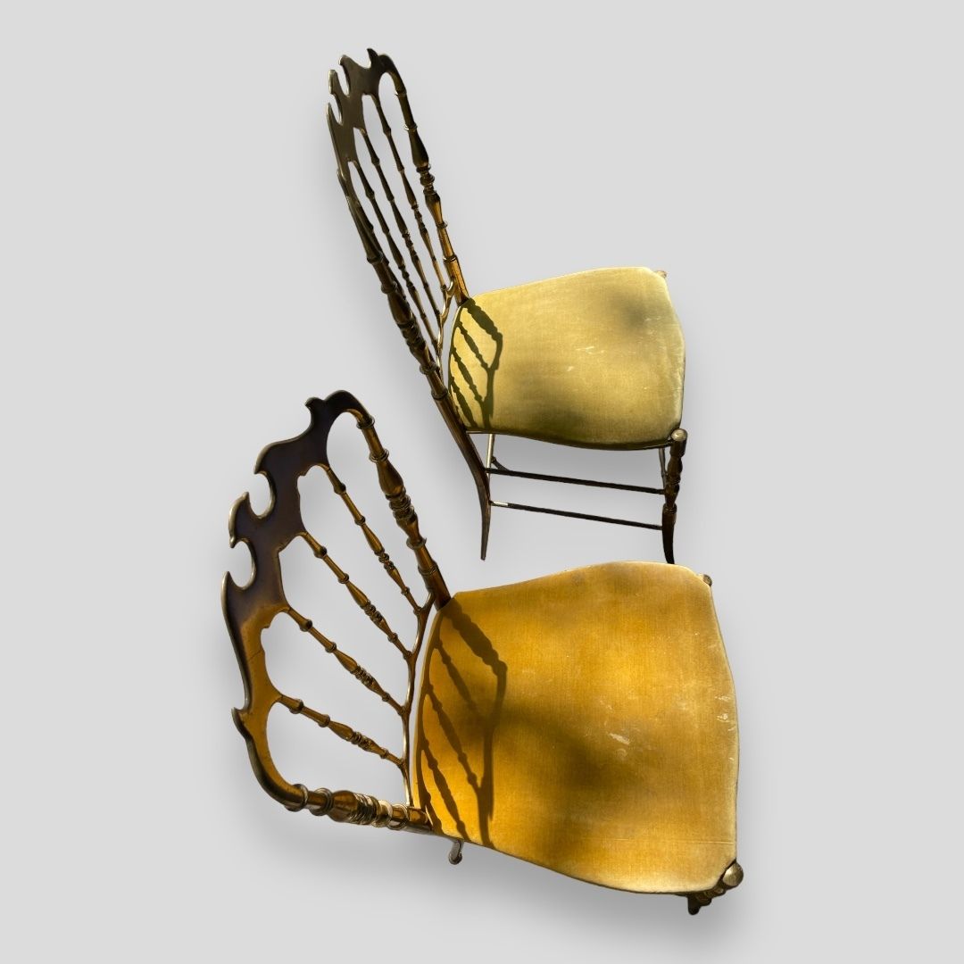 A Stunning Pair Of Mid Century Brass Chiavari Chairs photo buy