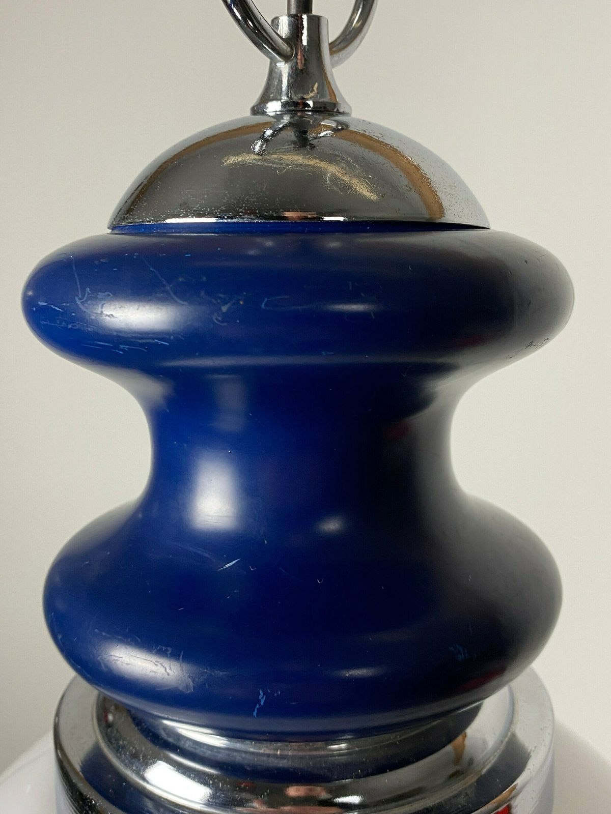 Vintage Glass Ball With Blue Metal Pendant 1970 photo buy
