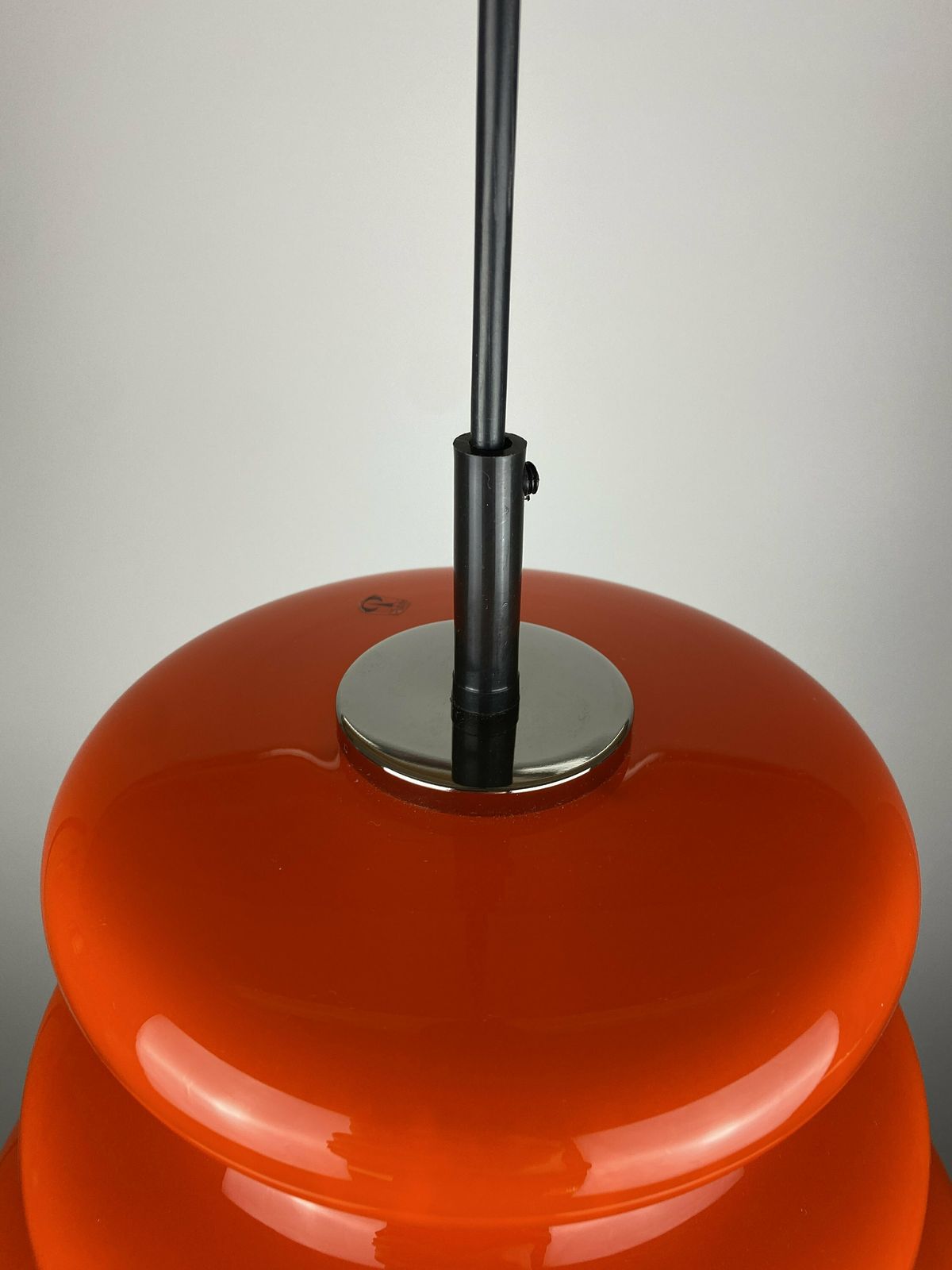 Vintage Bright Orange Glass Pendant Light By Peill And Putzler 1960 photo vinterior