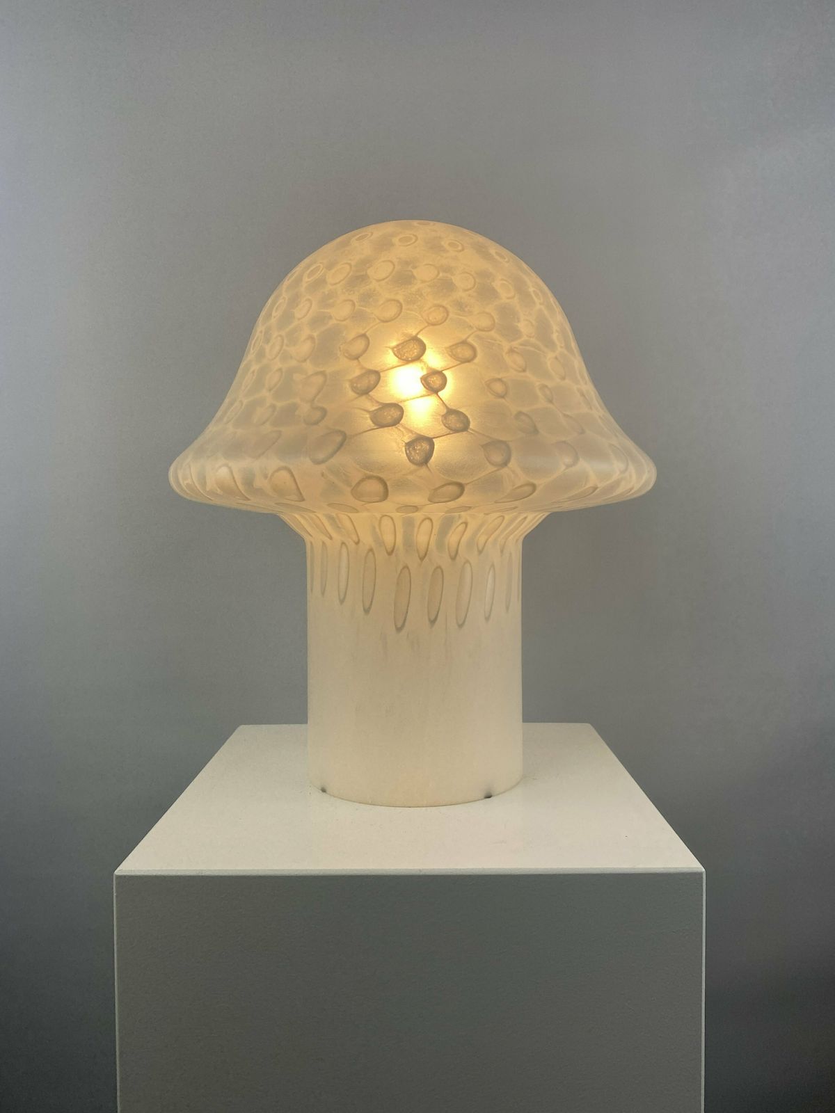 Large White Glass Peill And Putzler Mushroom Table Lamp Xl 1970