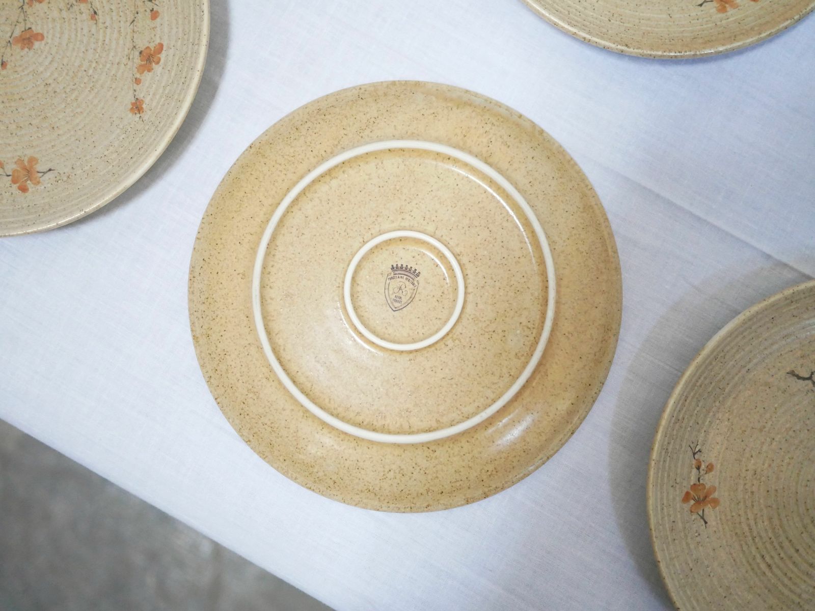 photo for sale Series Of 6 Vintage Porcelain Dessert Plates By Maison Revol, France
