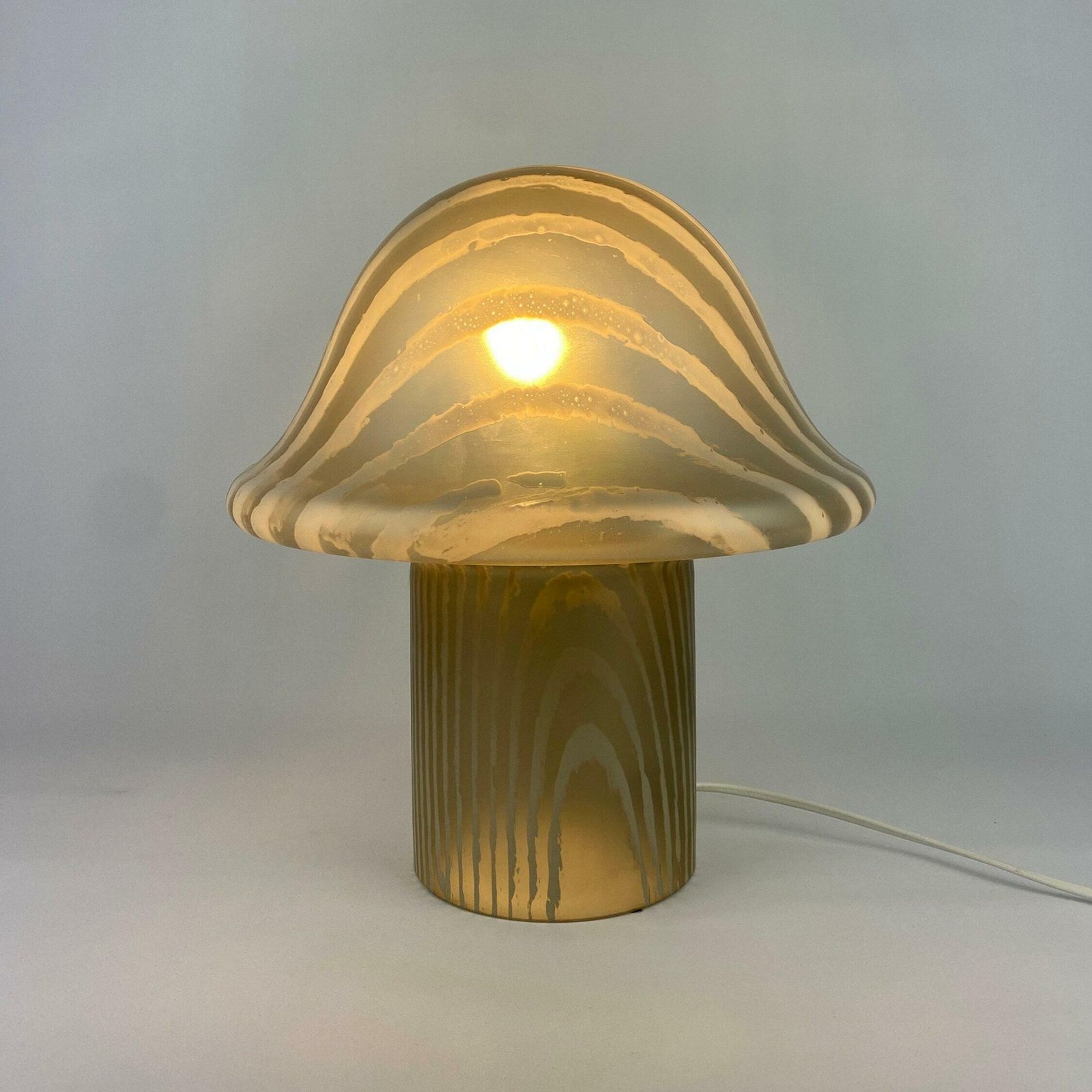 Large Smoked Glass Peill And Putzler Mushroom Table Lamp Xl 1970