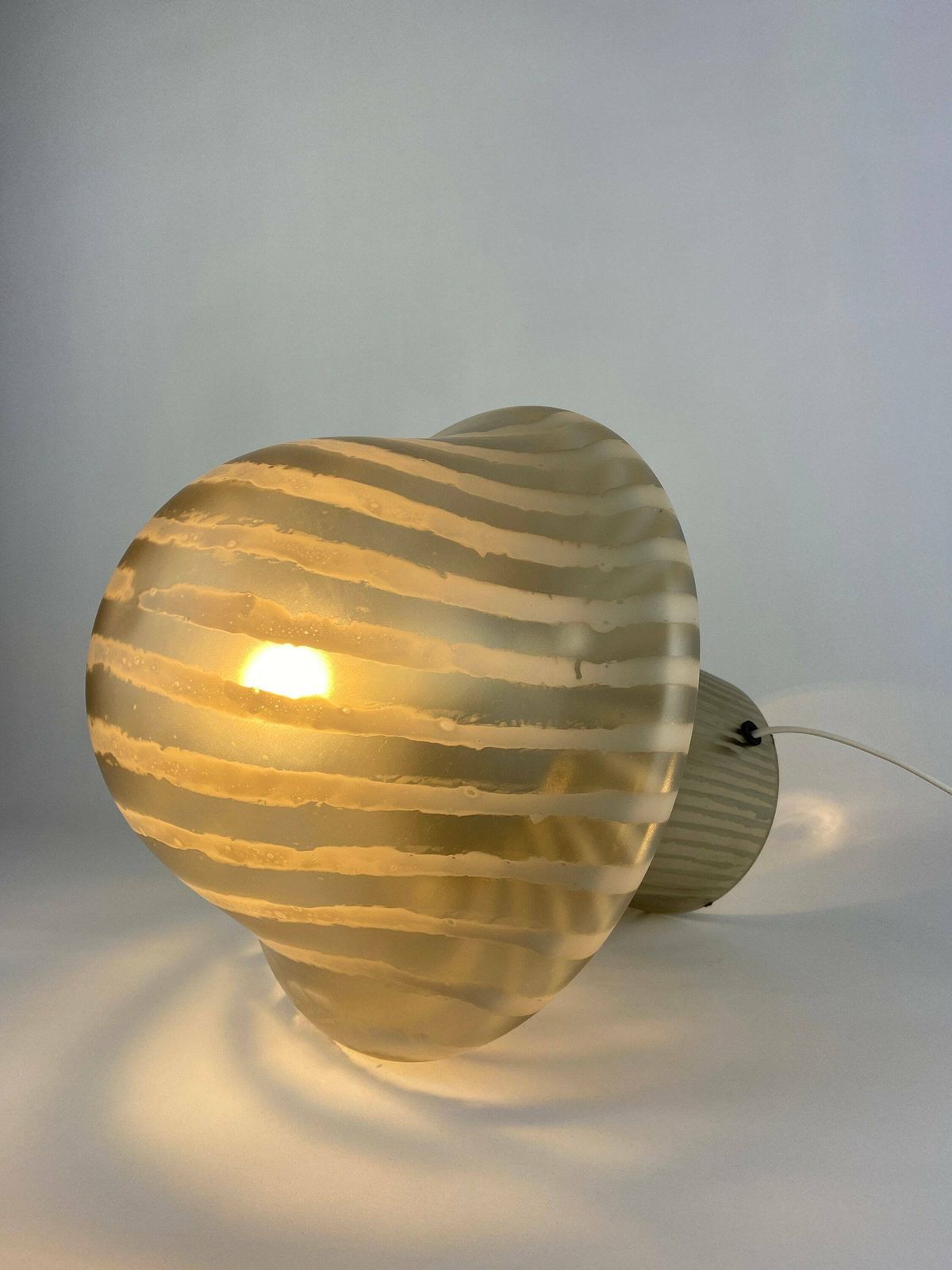 Large Smoked Glass Peill And Putzler Mushroom Table Lamp Xl 1970 photo for sale