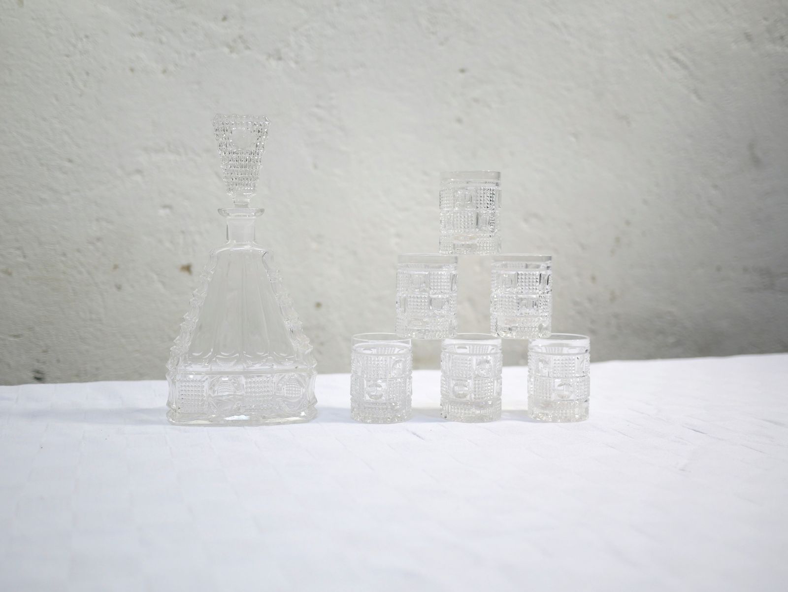 Decanter And 6 Vintage Glass Glasses photo for sale