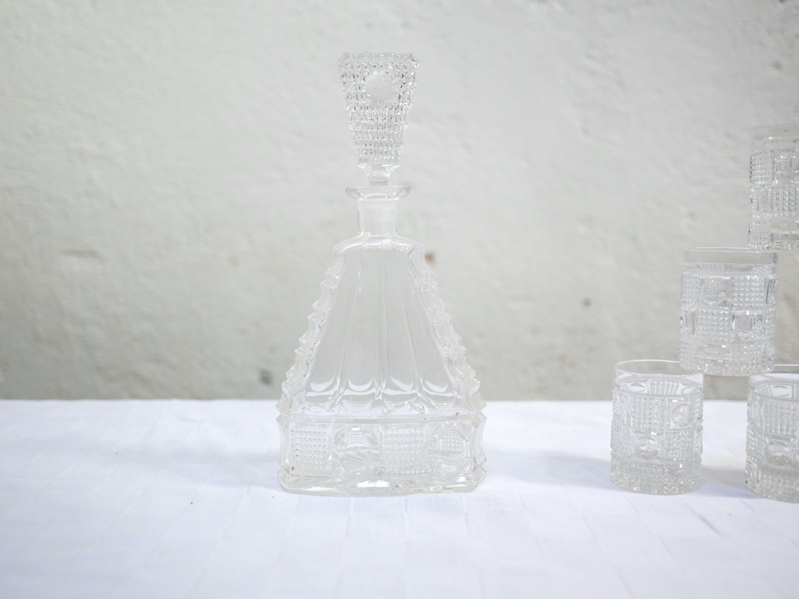 Decanter And 6 Vintage Glass Glasses photo vintage