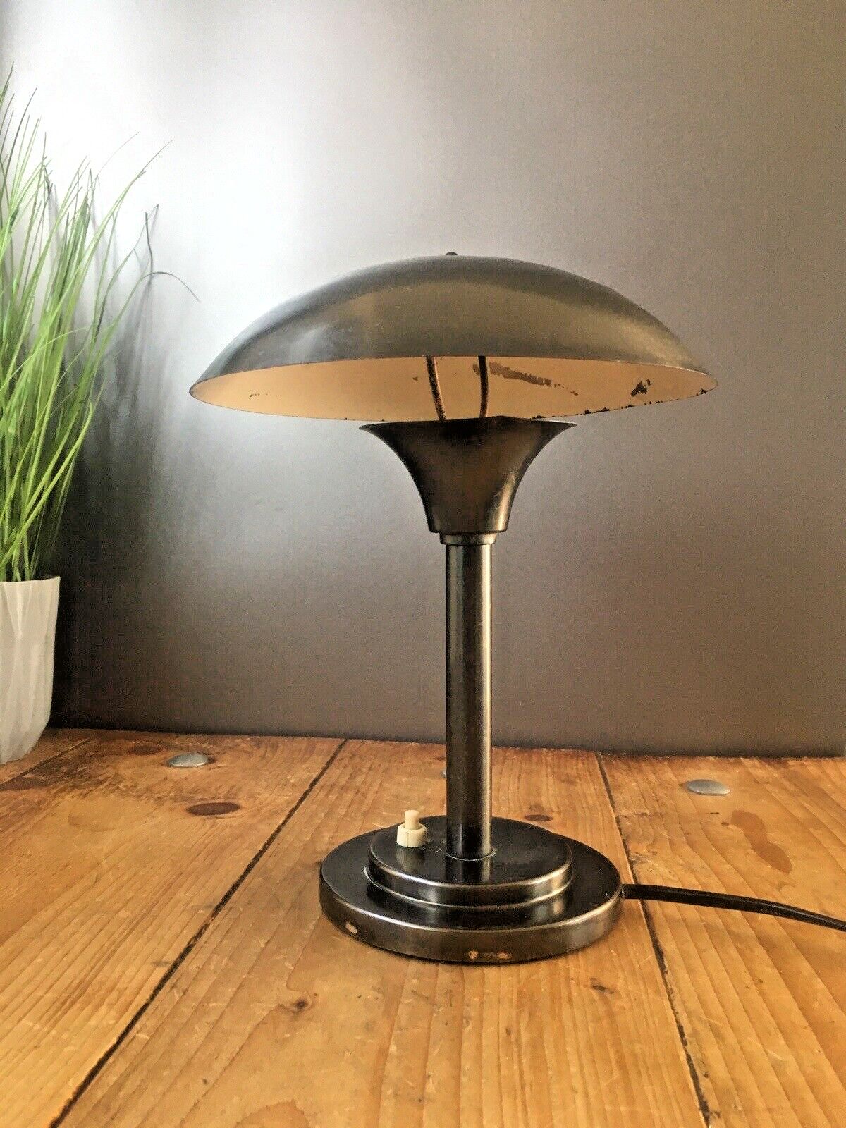 photo for sale German Art Deco Bauhaus 1930's Mushroom Desk Lamp Space Age Light Not Working