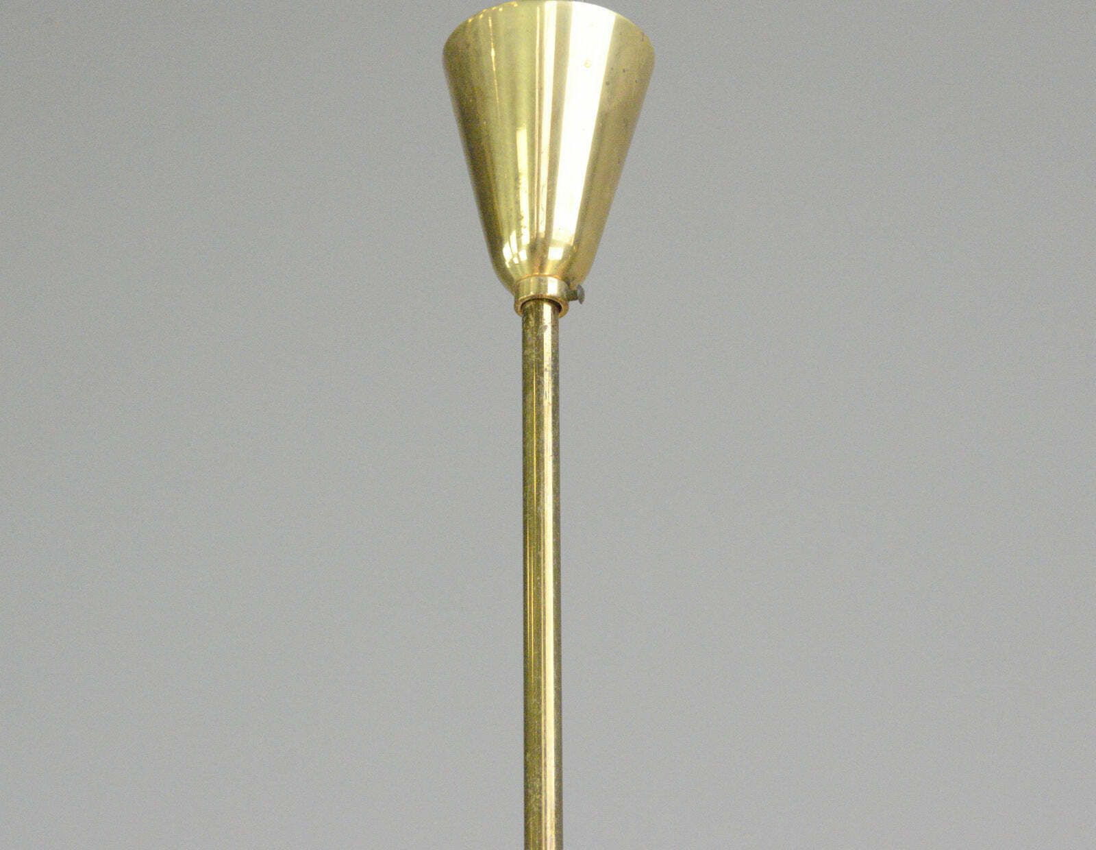 Large Mid Century Brass & Glass Chandelier Circa 1960s photo buy