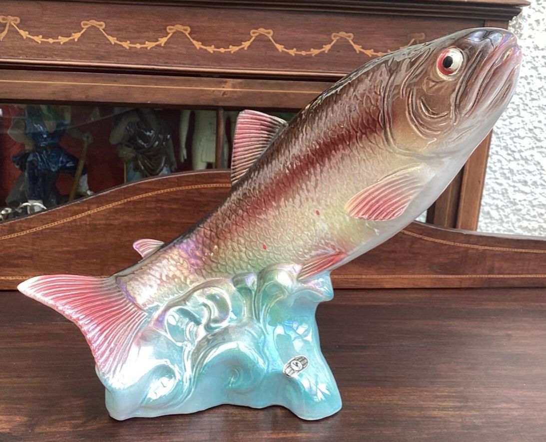 Huge Jema Of Holland Vintage Rainbow Lustre Trout. 343.