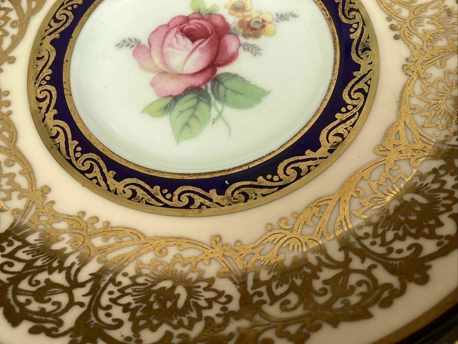 photo furniture Paragon Antique Floating Rose Cabinet Tea Trio Cobalt And Gilt C 1945