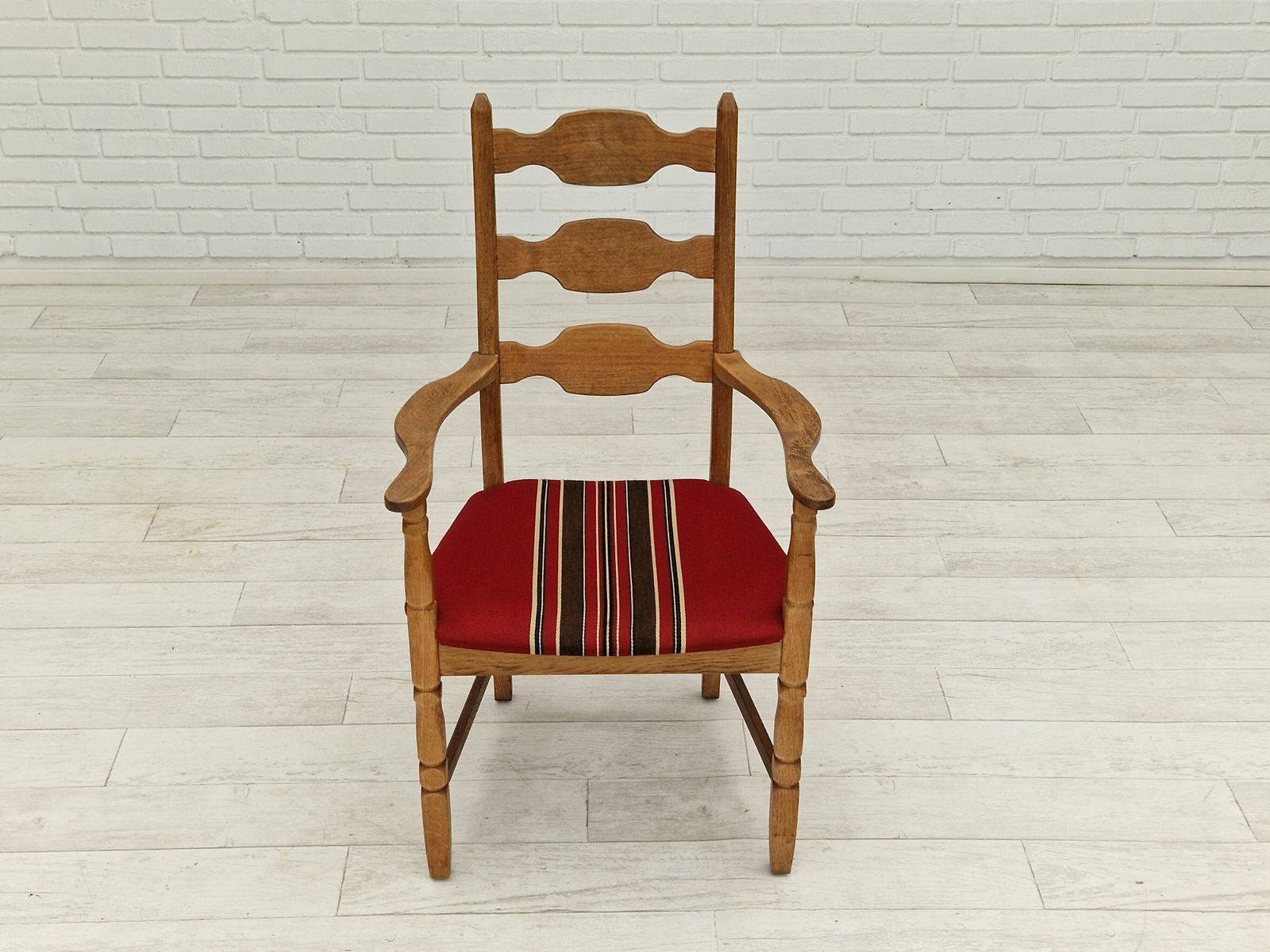 1960s, Danish Design, Armchair, Oak Wood, Furniture Wool. photo Furniture