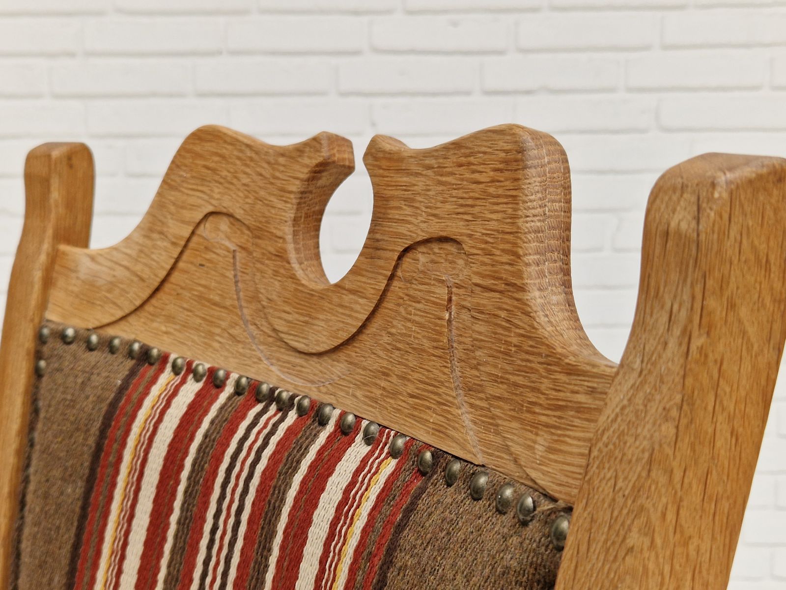 photo buy 1960s, Danish Design, Armchair, Oak Wood, Furniture Wool.