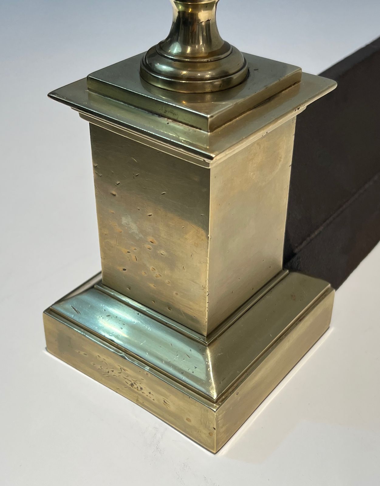 Home Fixtures Important Pair Of Brass Andirons photo