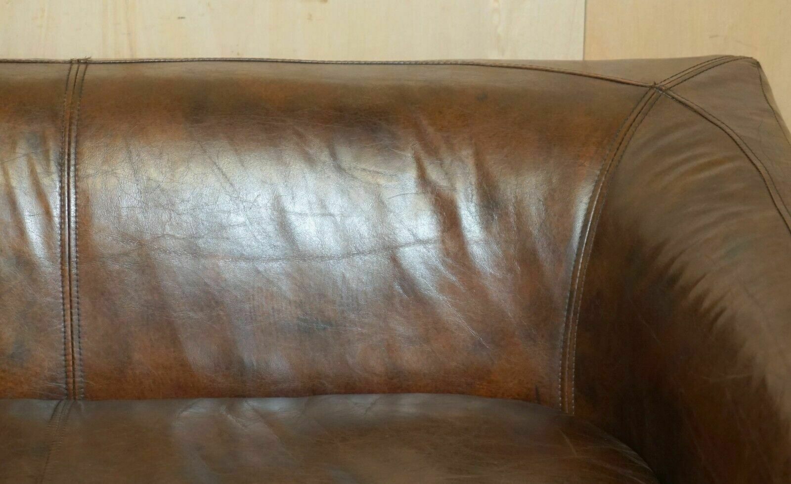 1450.0 Timothy Oulton Vintage Aged Brown Heritage 134cm Wide Sofa Stunning Patina photo