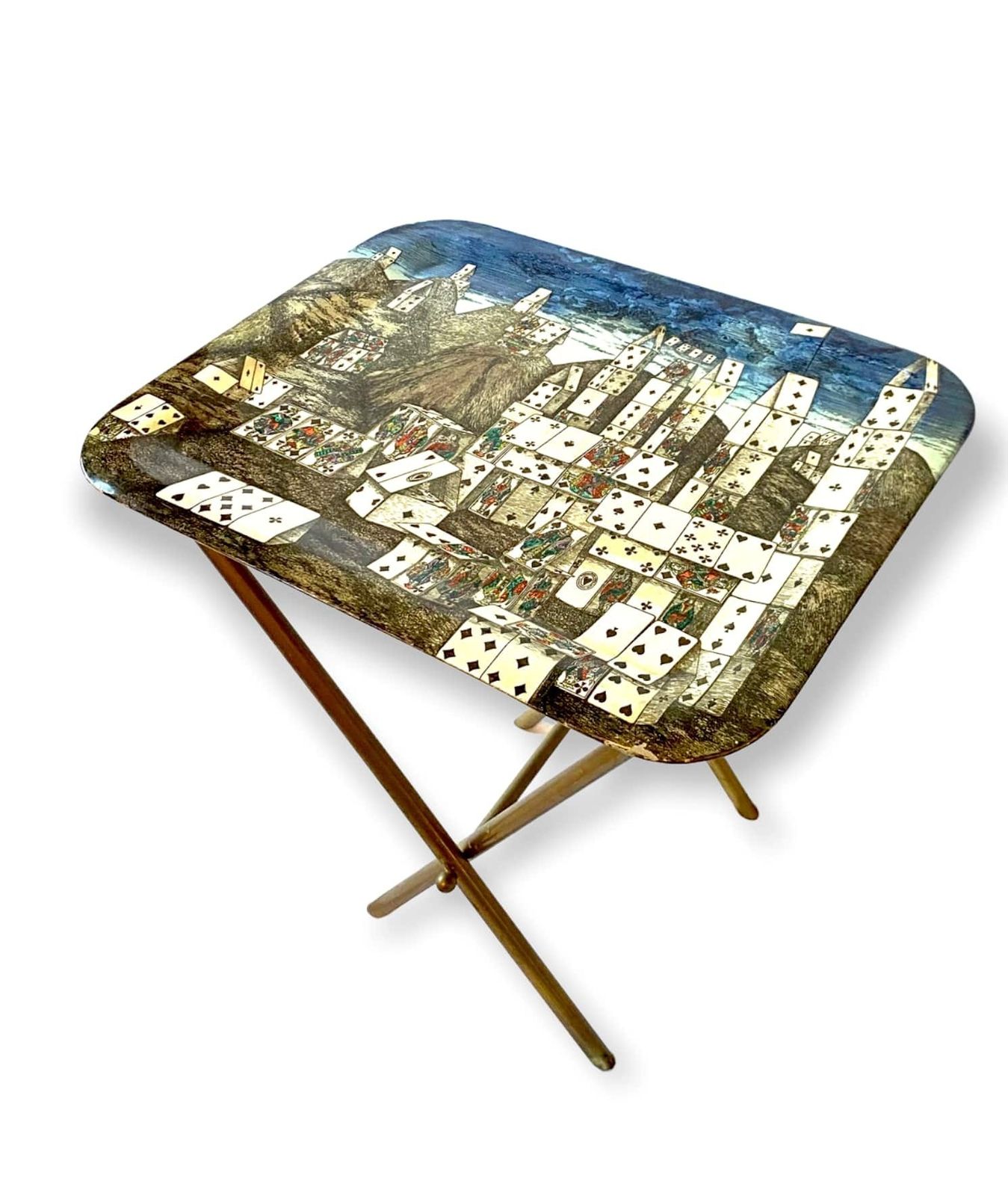 Mid Century Folding Coffee Table "City Of Cards", Piero Fornasetti Italy 1950s