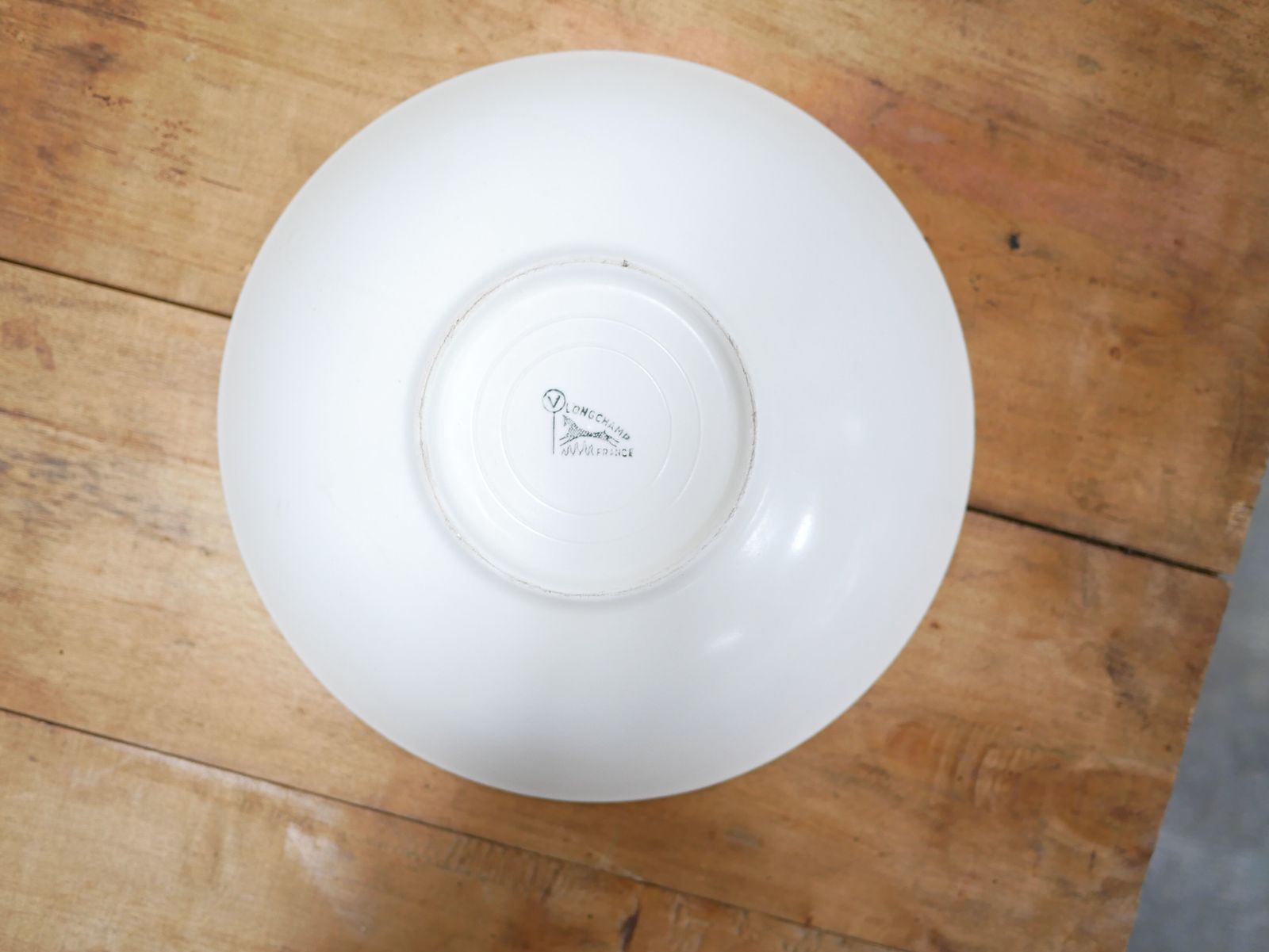 Vintage Ceramic Hollow Flat Salad Bowl By The Longchamp Manufacture, France photo vinterior