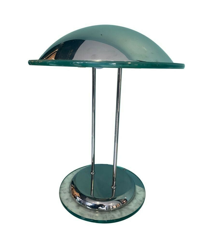 photo vinterior A Pair Of Art Deco Style Chrome And Glass Lamps By Herda