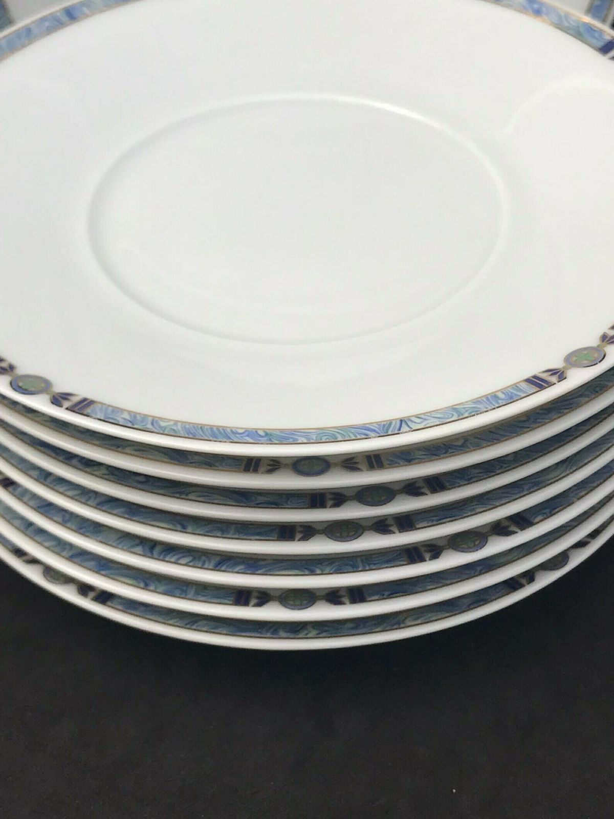 Saucers Limoges Orion Pattern Medard De Noblat 8 Replacement 15 Cm /5.9 Inches Diameter Small Soup Plate Pasta Plate Wedding Gift Gold Rim photo for sale
