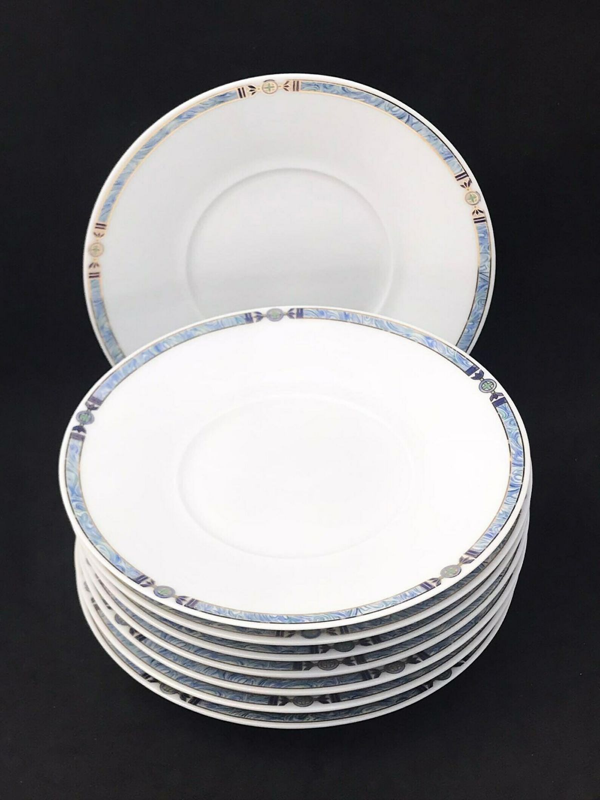 photo for sale Saucers Limoges Orion Pattern Medard De Noblat 8 Replacement 15 Cm /5.9 Inches Diameter Small Soup Plate Pasta Plate Wedding Gift Gold Rim