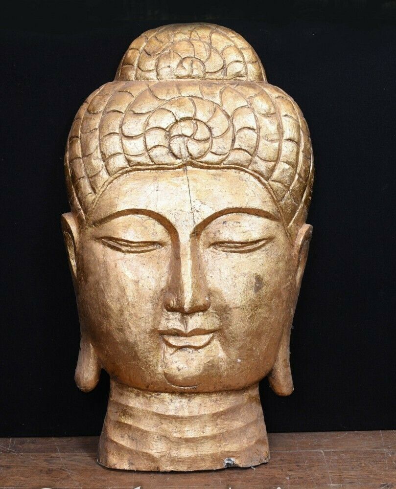 Carved Tibetan Buddha Bust   Hand Carved Buddhist Art Sculpture photo furniture
