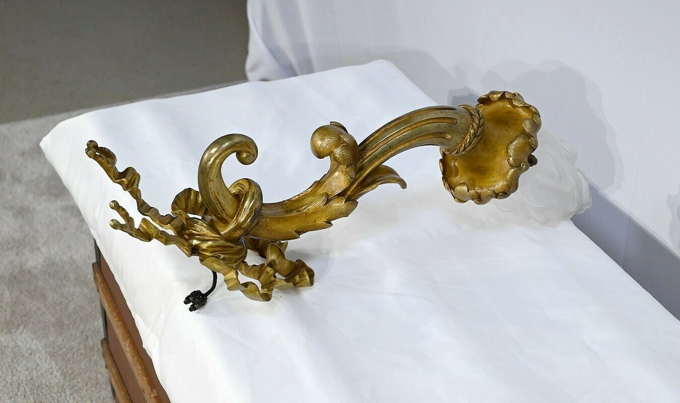 Important Candlestick In Gilt Bronze, Louis XVI Style, Napoleon III Period   Mid 19th Century photo vintage