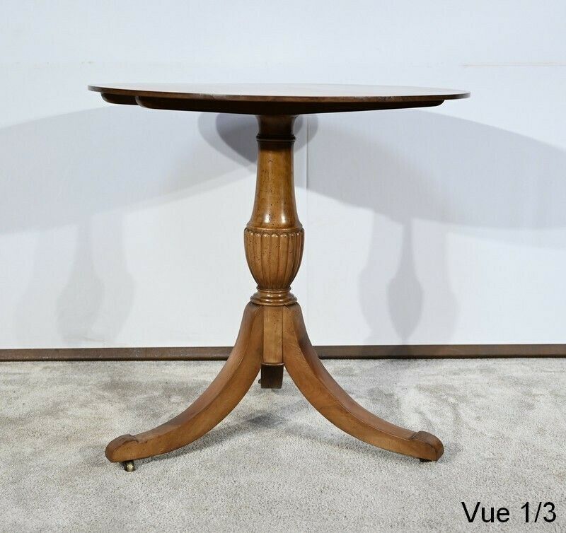 photo furniture Tripod Pedestal Table In Solid Walnut, Restoration Period, Early 19th Century