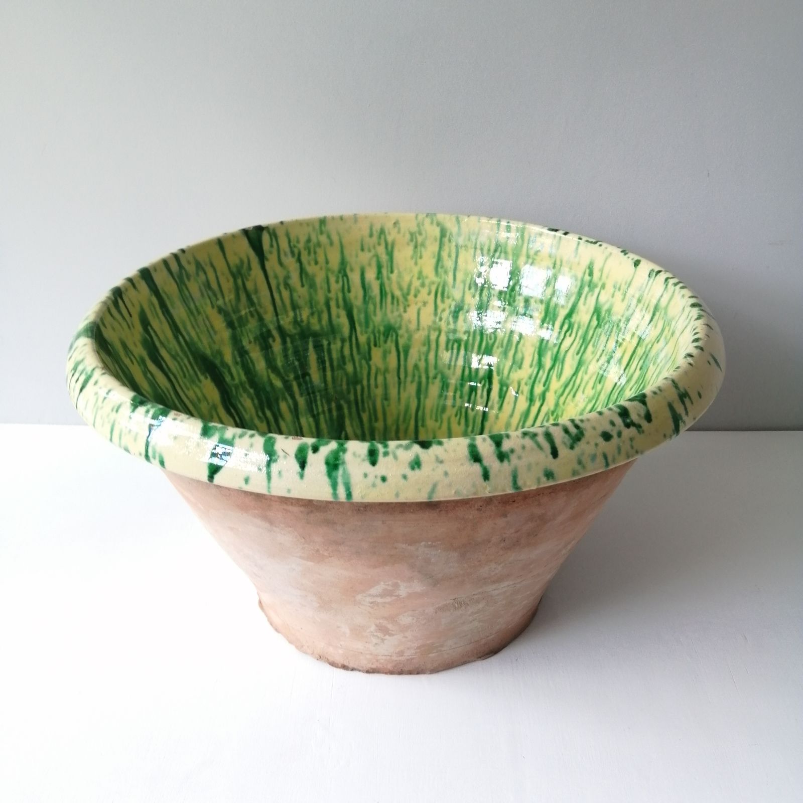 Antique Italian Passata /Dairy Bowl Drip Glaze 1900s  Puglia Italy photo furniture