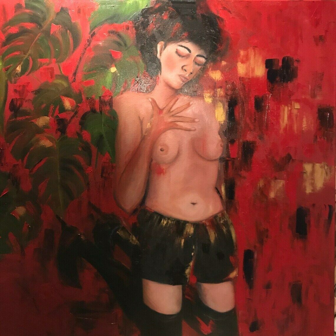 Lady In Waiting “Red” Oil Painting
