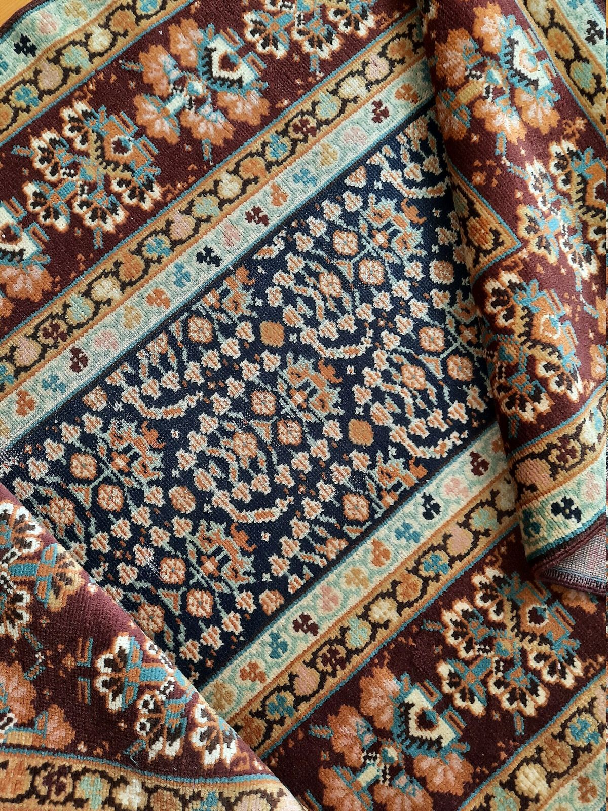 photo furniture Small Antique Caucasian Runner Rug  Old Brown Green Blue