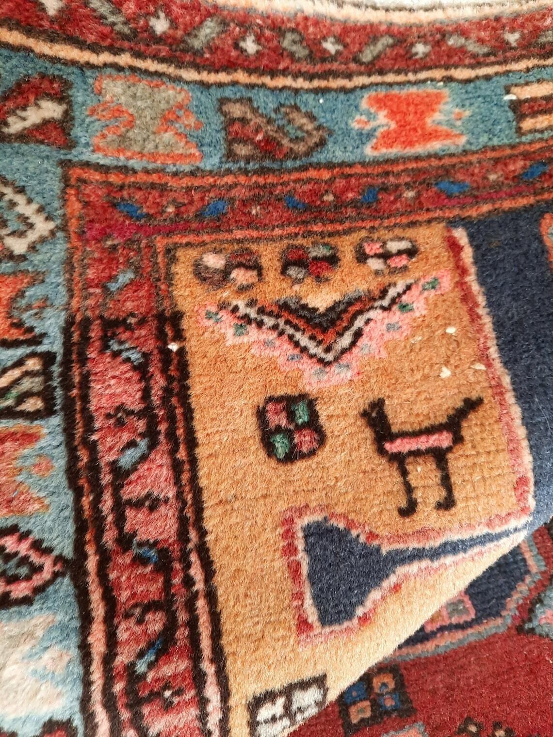 Hand Knotted Tribal Wool Rug With Birds And Geometric Pattern photo buy