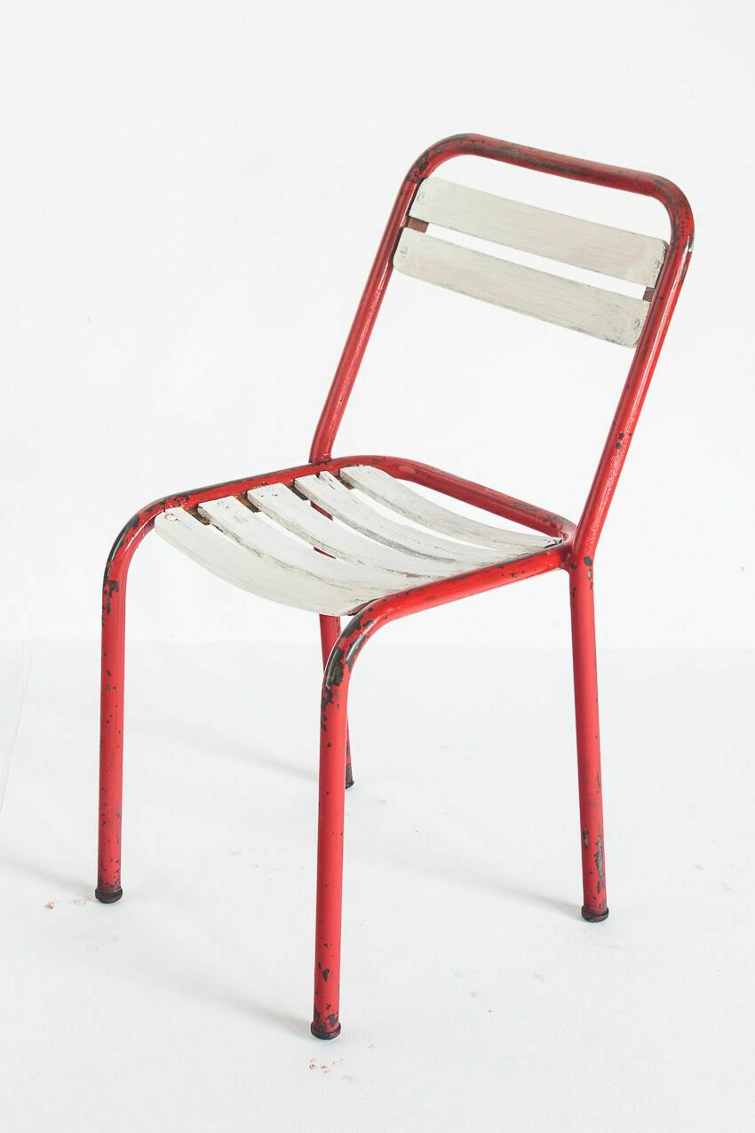 Set Of 4 Vintage Chairs In Iron And Wood, France 1950 photo Furniture