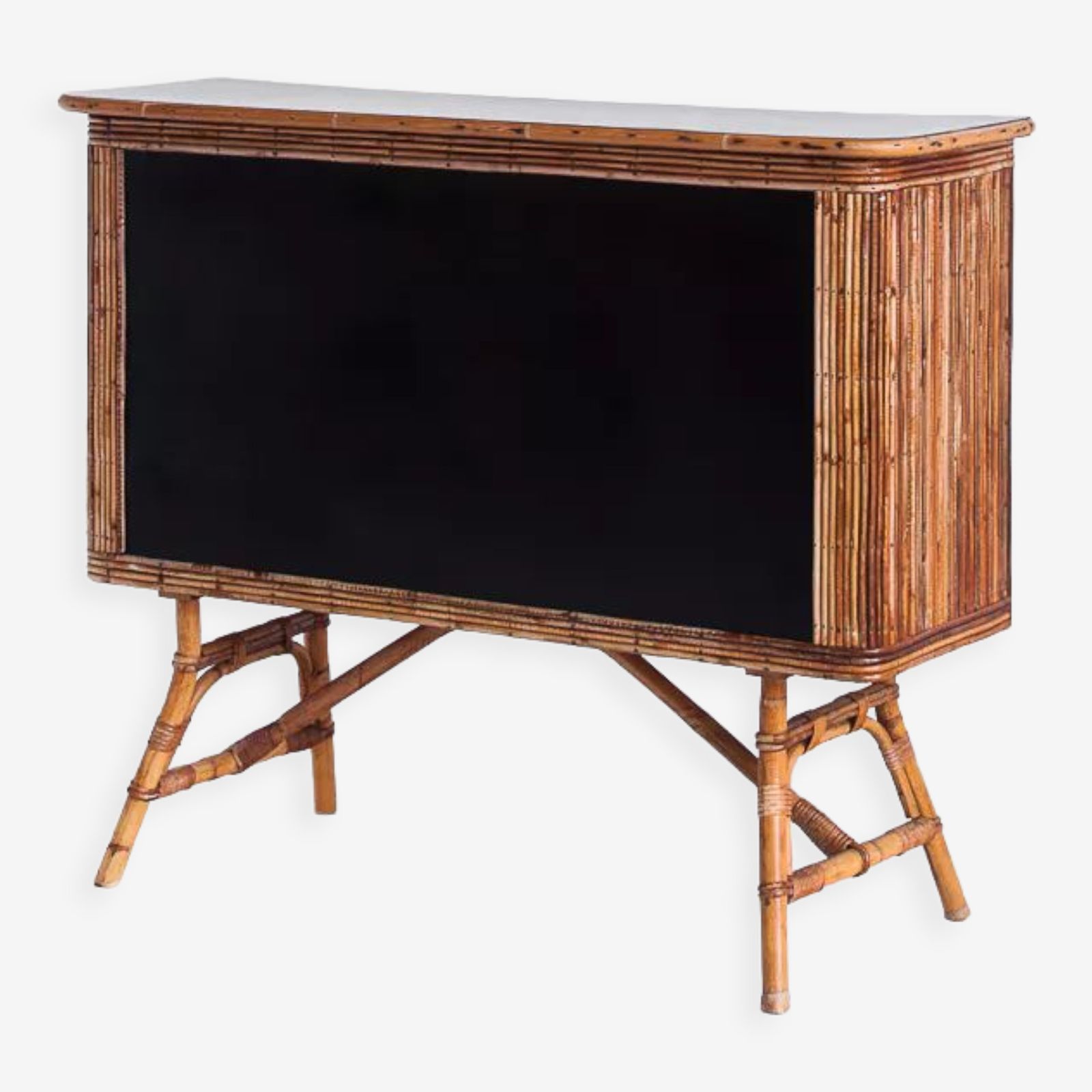 Vintage Bar Counter In Canning And Rattan. France, 50s.