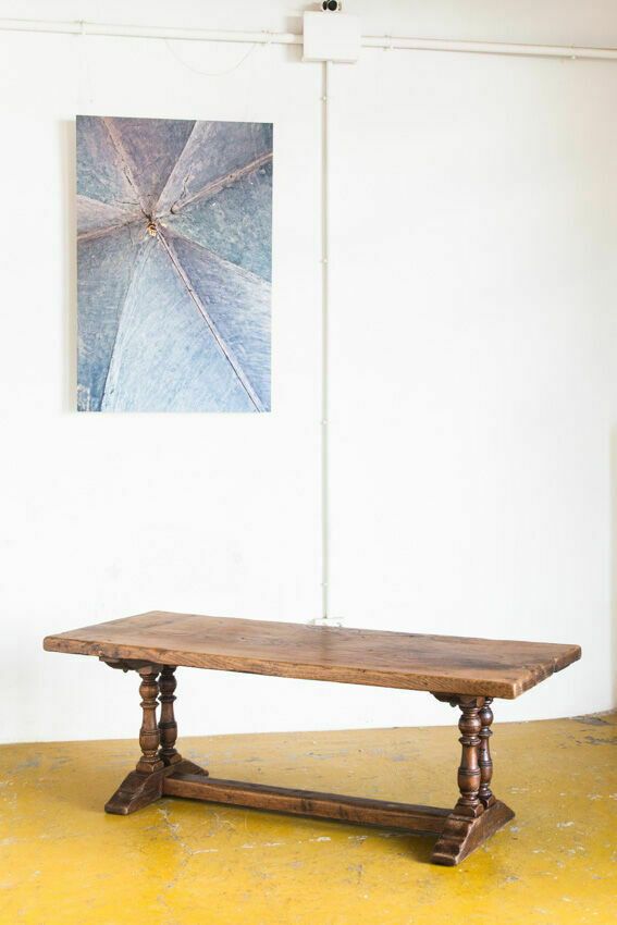 photo furniture Old Coffee Table In Solid Oak Wood. France, Early Twentieth Century.