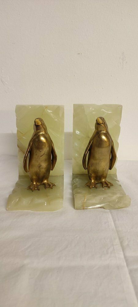 Onyx And Gilt Metal Penguin Bookends, Spain, 1960s, Set Of 2 photo furniture