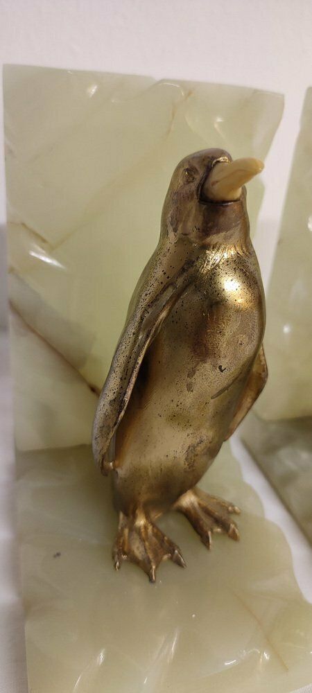 Onyx And Gilt Metal Penguin Bookends, Spain, 1960s, Set Of 2 photo Home Decor