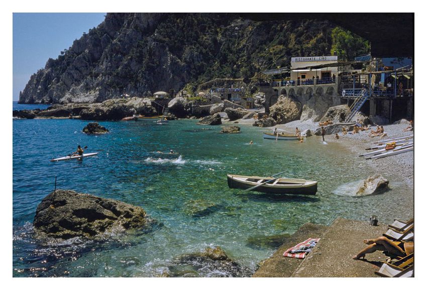 A Beach In Capri By Toni Frissell  Archival Pigment Print Framed In White photo furniture