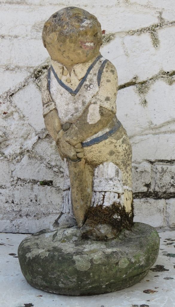 Set Of Four Vintage Weathered Garden Cricket Statues photo vintage