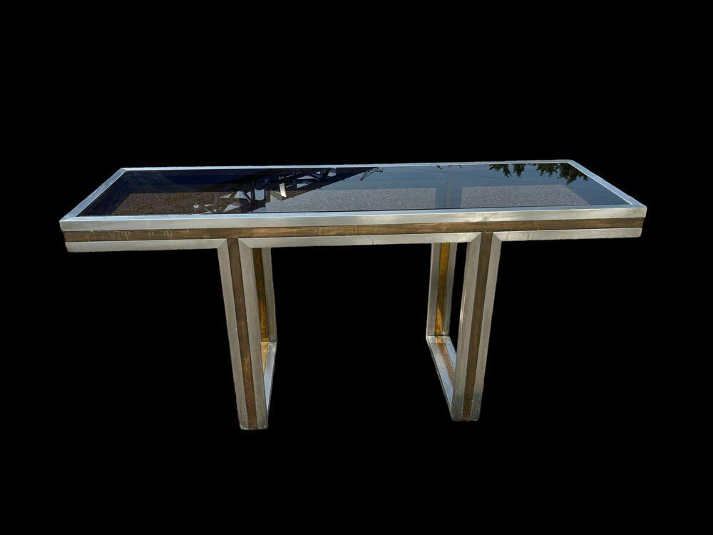 Italian Steel And Brass Console, 1970s photo furniture