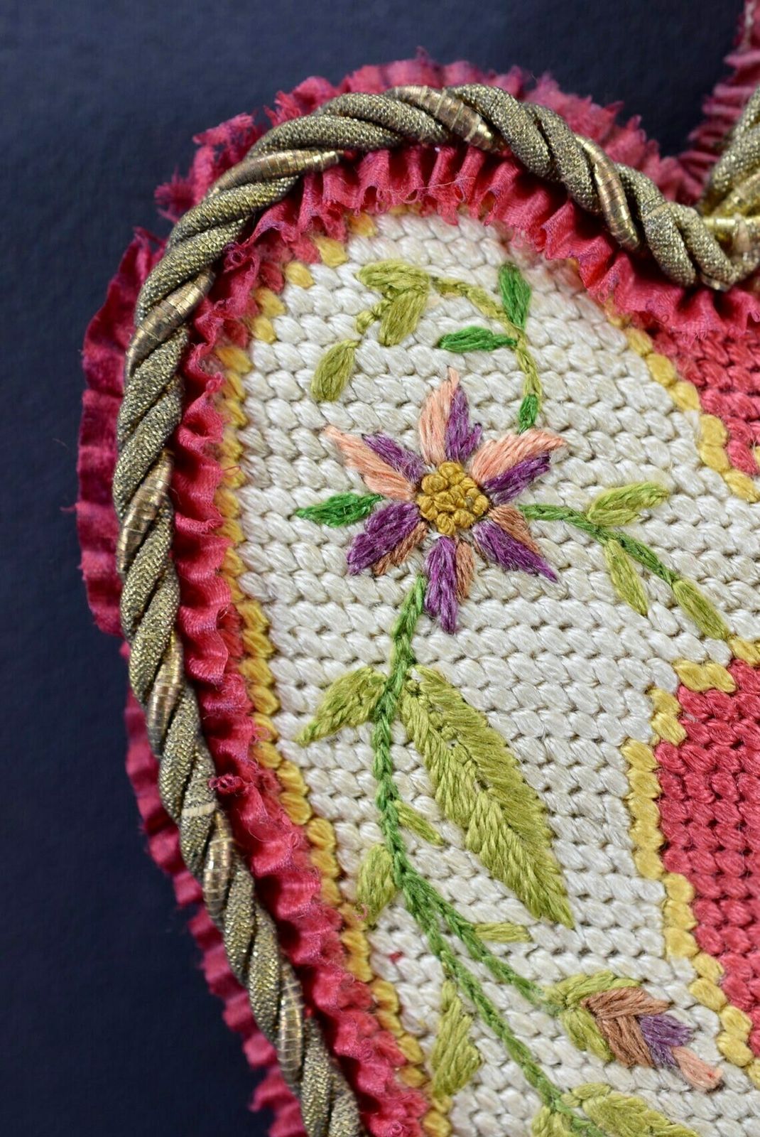 Folk Art Needlepoint Holy Water Font For Wall Carved Jesus Crucifix photo vinterior