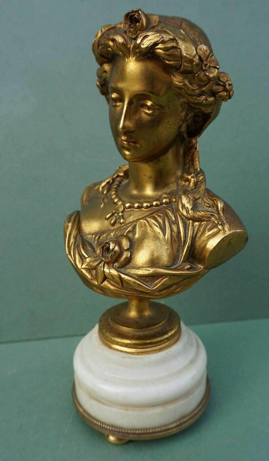 Antique French Gilt Bronze Bust Of A Lady Albert   Ernest Carrier Belleuse C19th photo furniture