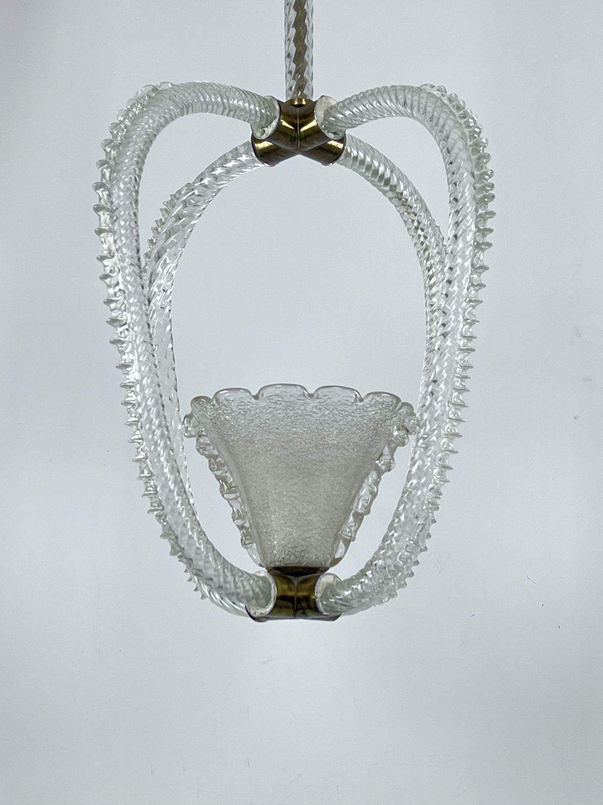Ercole Barovier, Art Deco Murano Glass Pendant. Italy 1930s