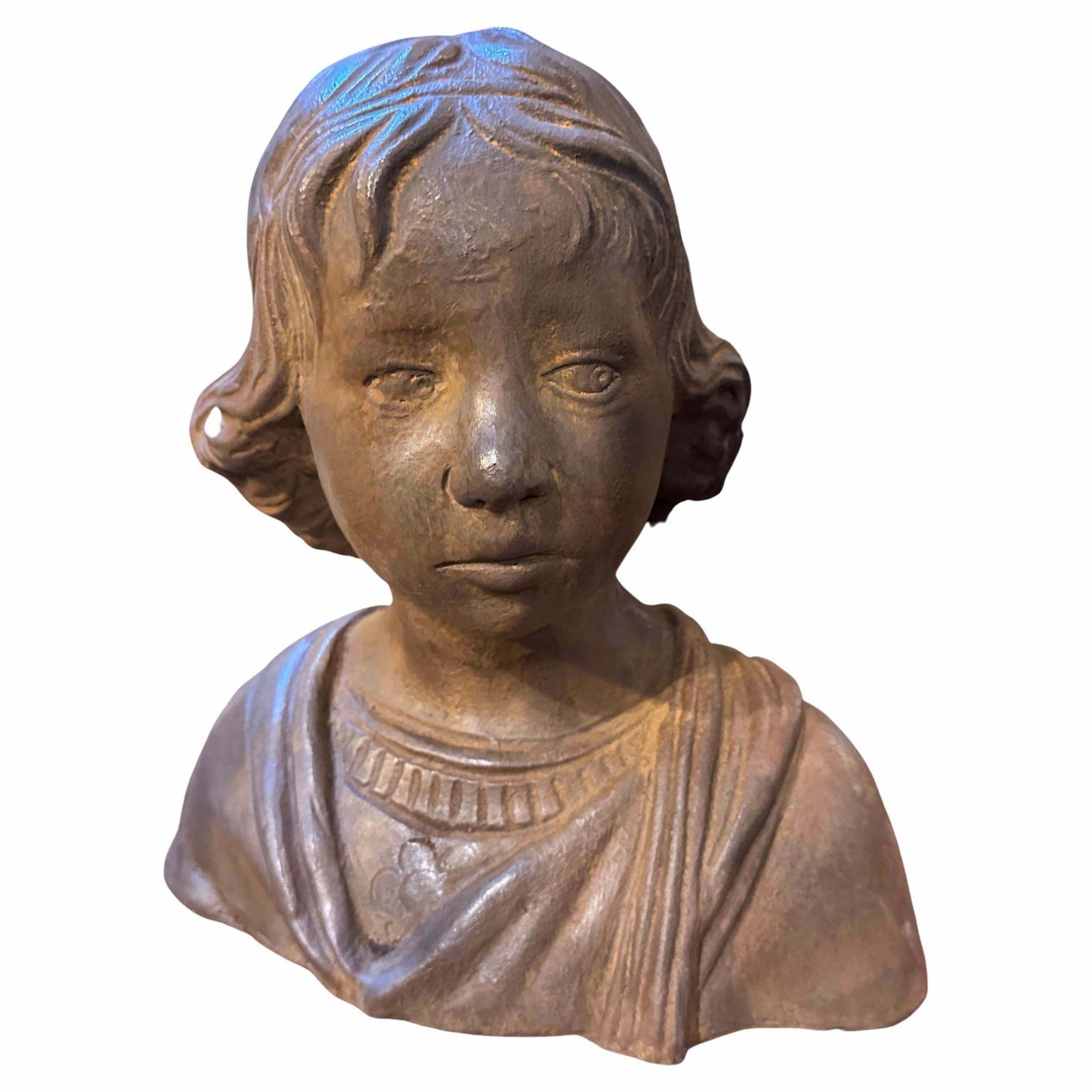 1930s Had Crafted Terracotta Sicilian Bust Of A Young Girl