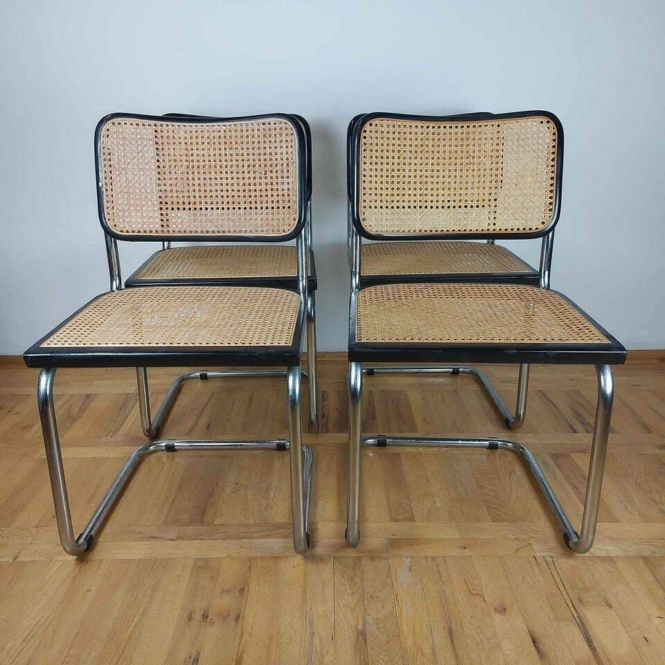 Mid Century Modern Italian Marcel Breuer B32 Cesca Chair, 70s Set Of 4 photo for sale