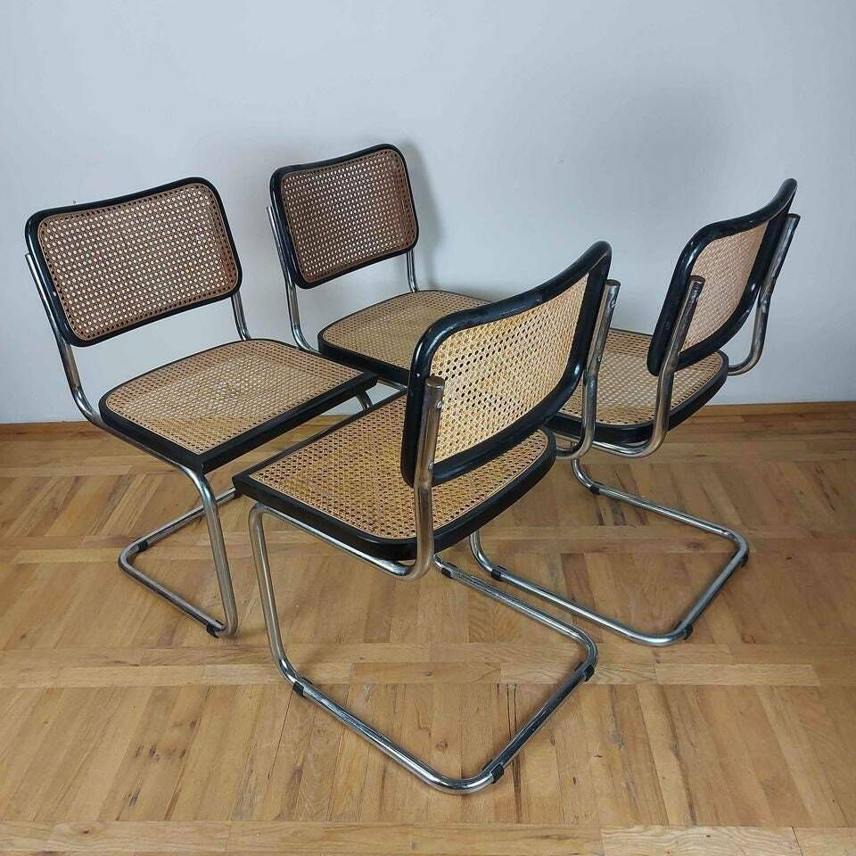 Mid Century Modern Italian Marcel Breuer B32 Cesca Chair, 70s Set Of 4 photo Furniture