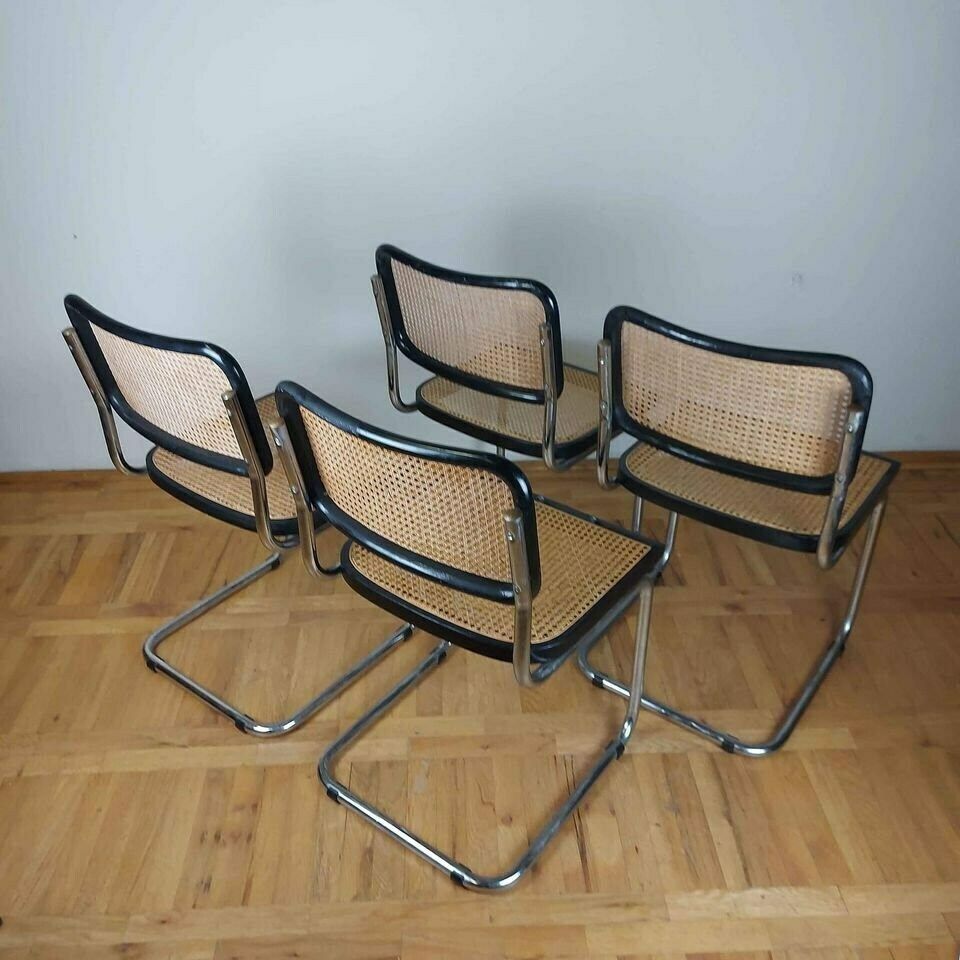 Mid Century Modern Italian Marcel Breuer B32 Cesca Chair, 70s Set Of 4 photo buy