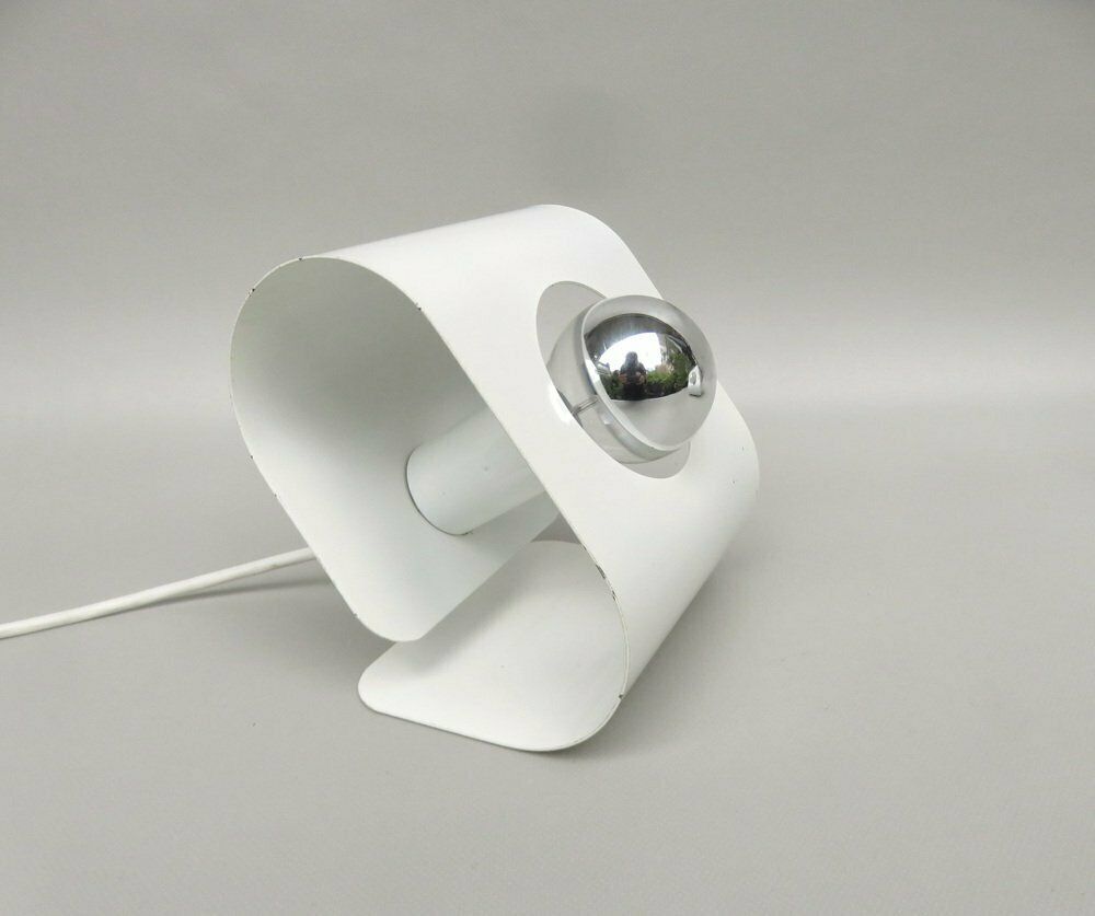 Small Space Age Table Lights In Metal White From Sölken Leuchten, 1970s, Set Of 2 photo buy